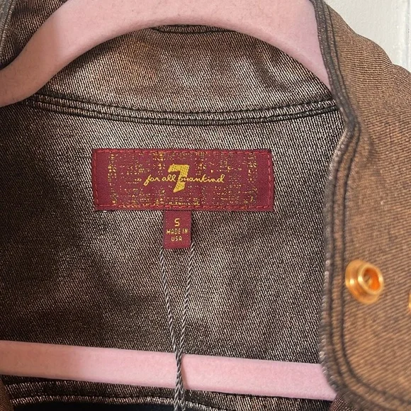 NWT Seven for all Mankind Gold Metallic Jean Motorcycle Jacket - Picture 3 of 9